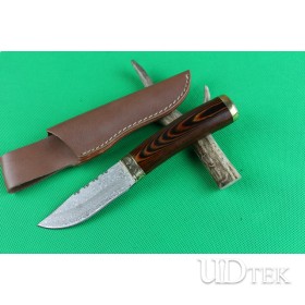 Damascus Flower Fox fixed knife UD402201